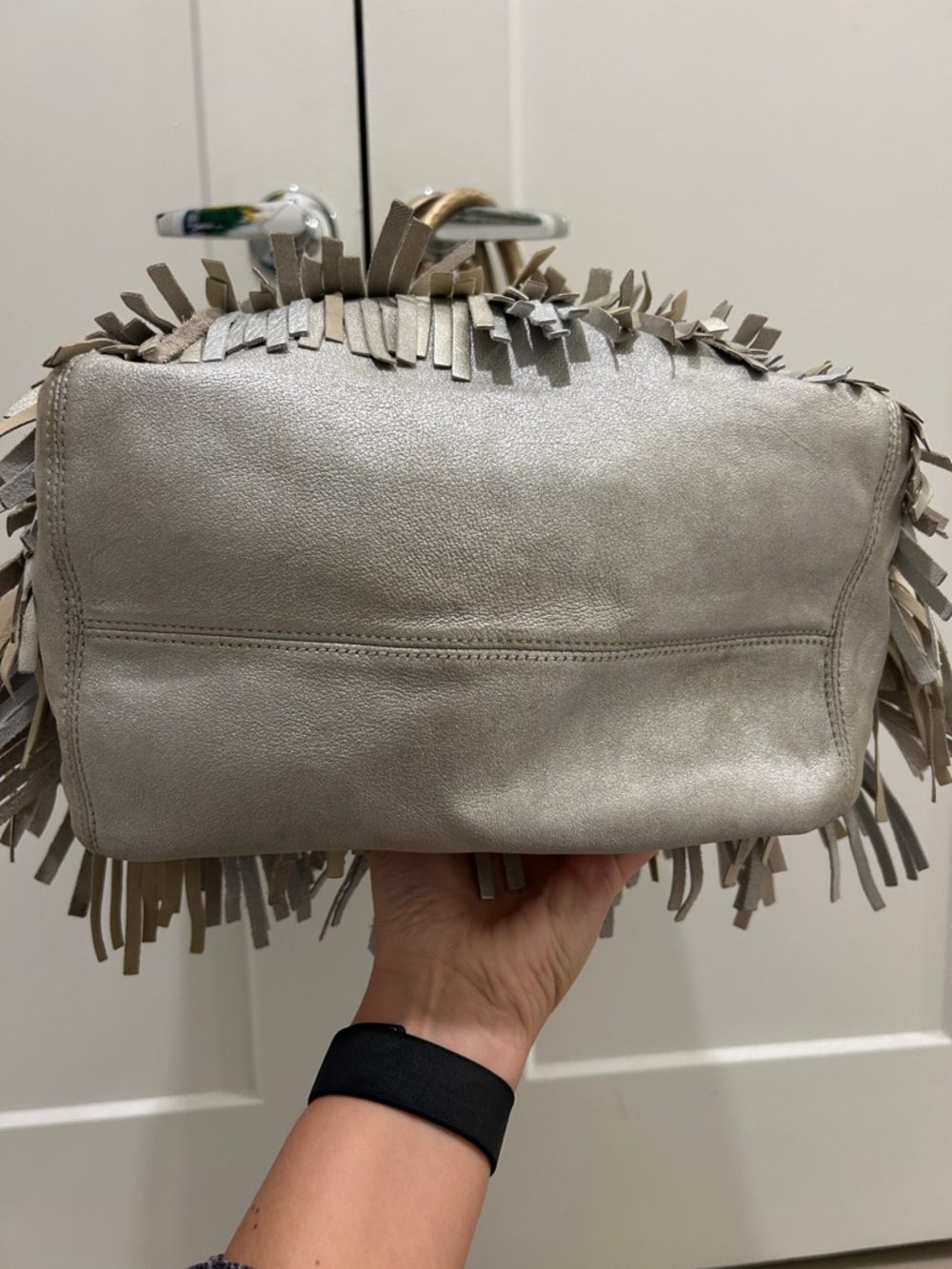 Coach Madison XL Metallic Leather Fringe Tote - Picture 15 of 17